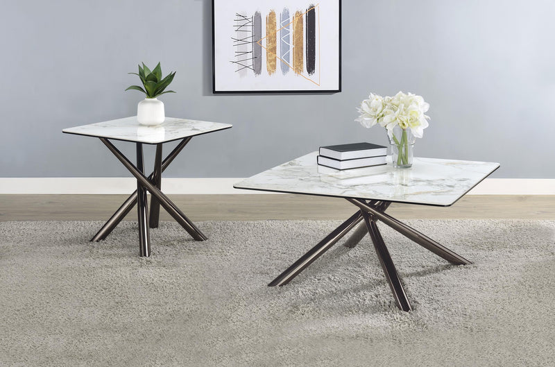 Carvell 2-piece Square Coffee and End Table Set Mirage White - 708138-S2