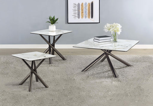Carvell 3-piece Square Coffee and End Table Set Mirage White - 708138-S3