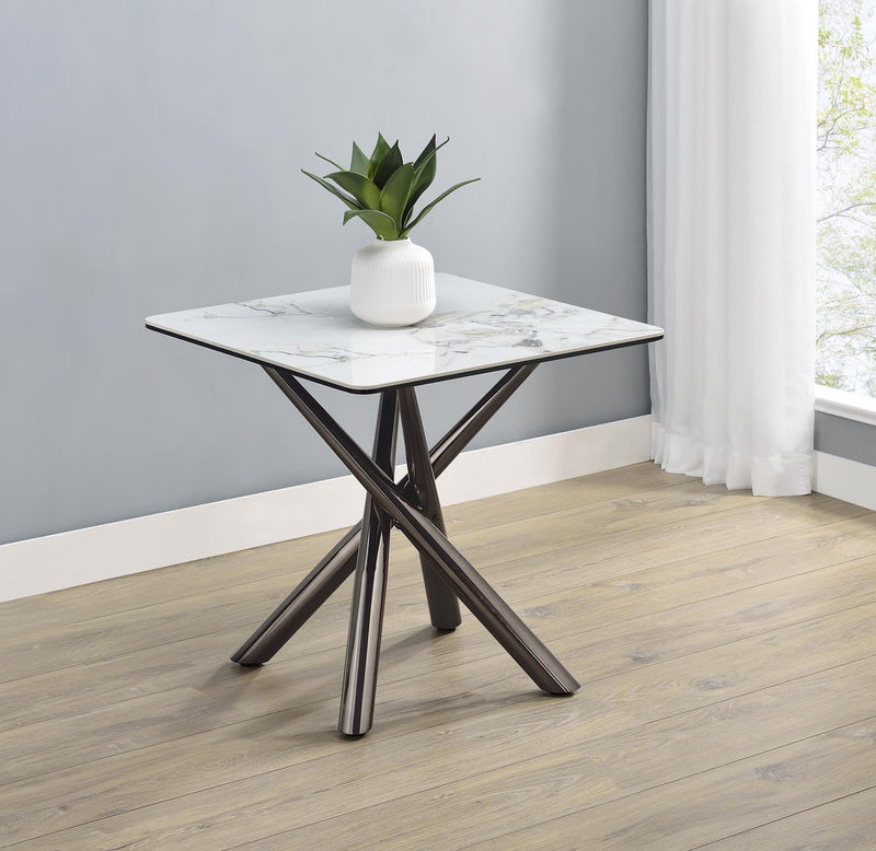 Carvell Square Sintered Stone End Side Table Mirage White - 708137