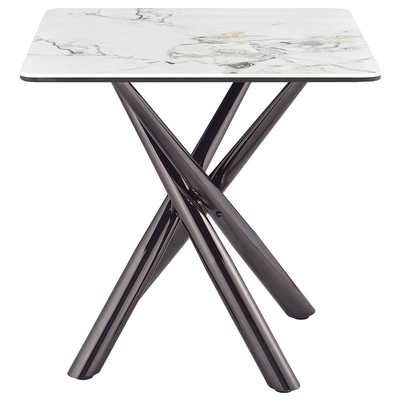 Carvell Square Sintered Stone End Side Table Mirage White - 708137