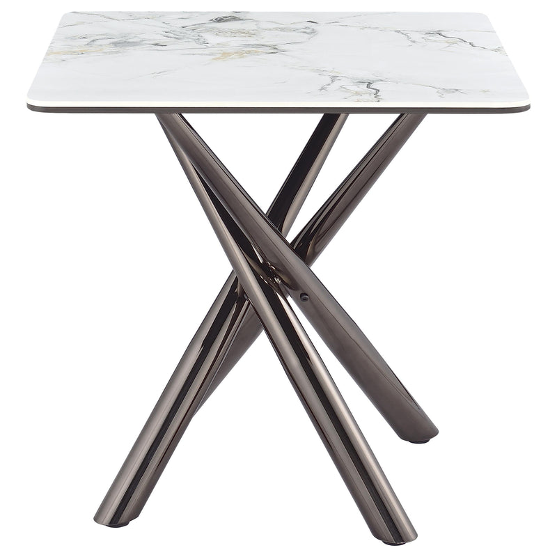 Carvell Square Sintered Stone End Side Table Mirage White - 708137