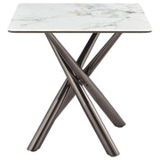 Carvell Square Sintered Stone End Side Table Mirage White - 708137