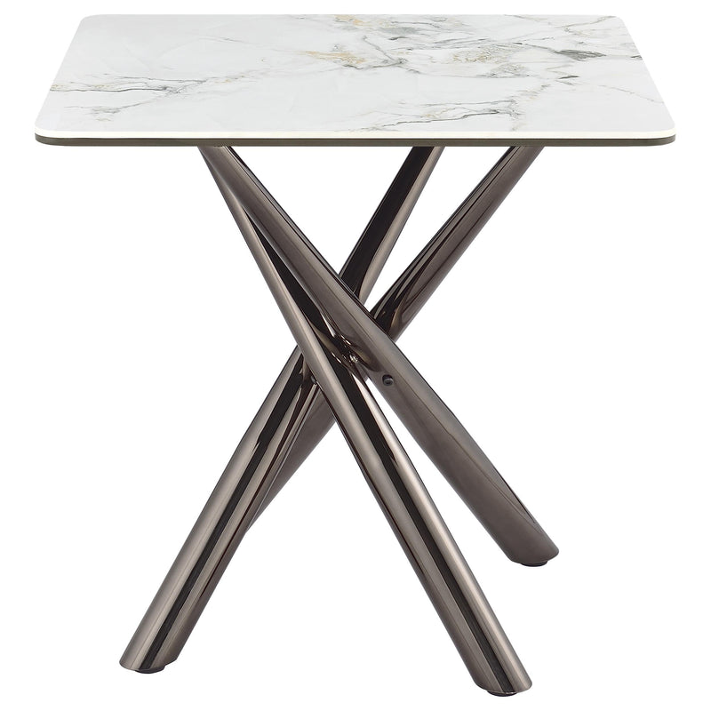 Carvell Square Sintered Stone End Side Table Mirage White - 708137
