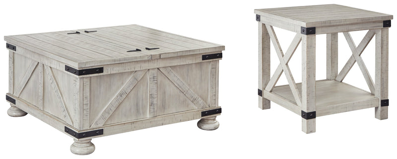 Carynhurst Coffee Table with 1 End Table in Whitewash - PKG010568