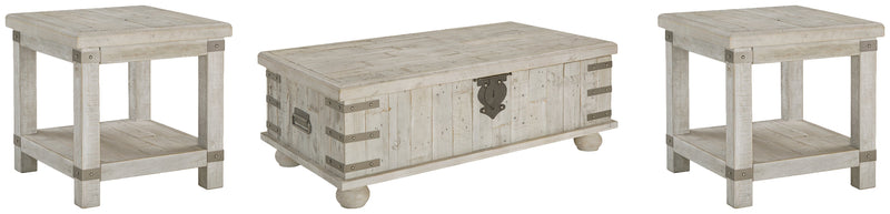 Carynhurst Coffee Table with 2 End Tables in White Wash Gray - PKG007153