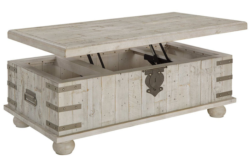 Carynhurst White Wash Gray Coffee Table with Lift Top - DMV FurnitureCoffee Table