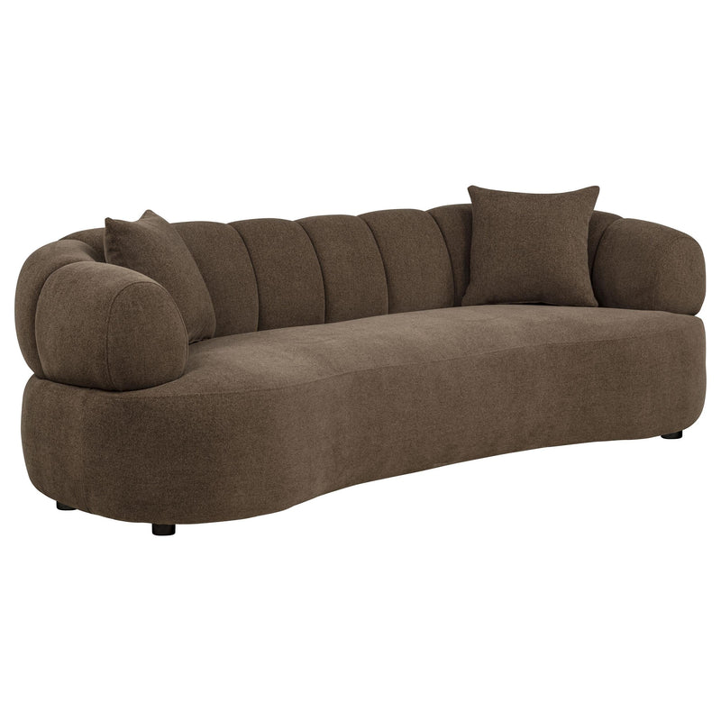 Casarin Fabric Channel-Back Sofa Brown - 511251
