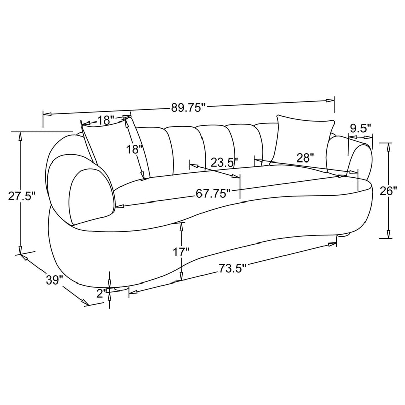 Casarin Fabric Channel-Back Sofa Brown - 511251