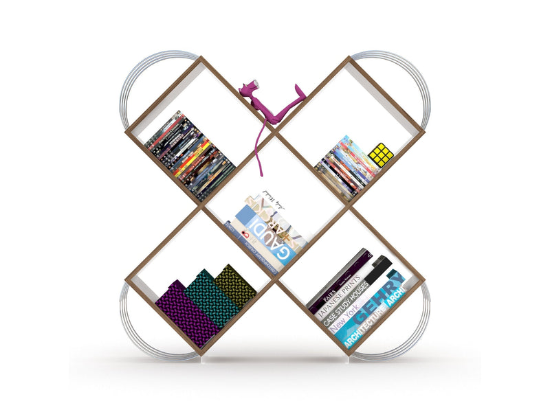 Case Bookcase in Walnut - Chrome - 711-CAS-BC-RF170401