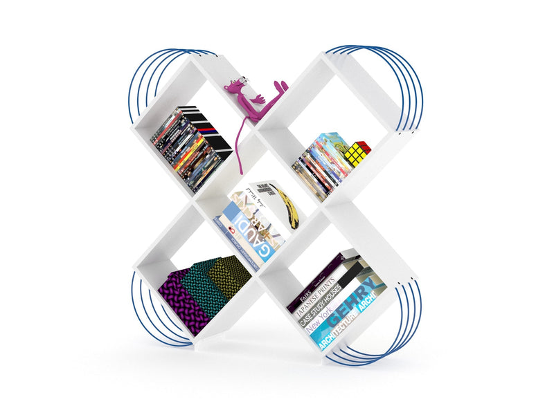 Case Bookcase in White - Blue - 711-CAS-BC-RF170406