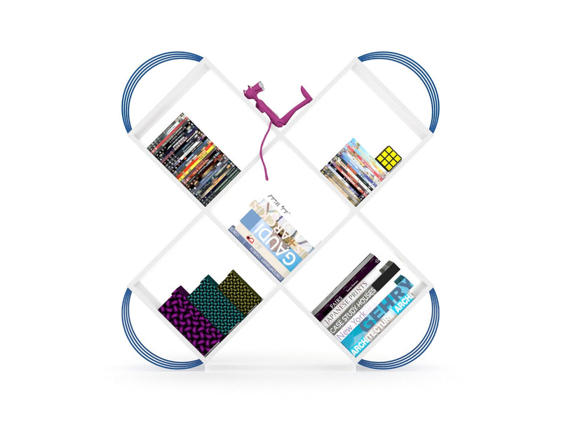 Case Bookcase in White - Blue - 711-CAS-BC-RF170406