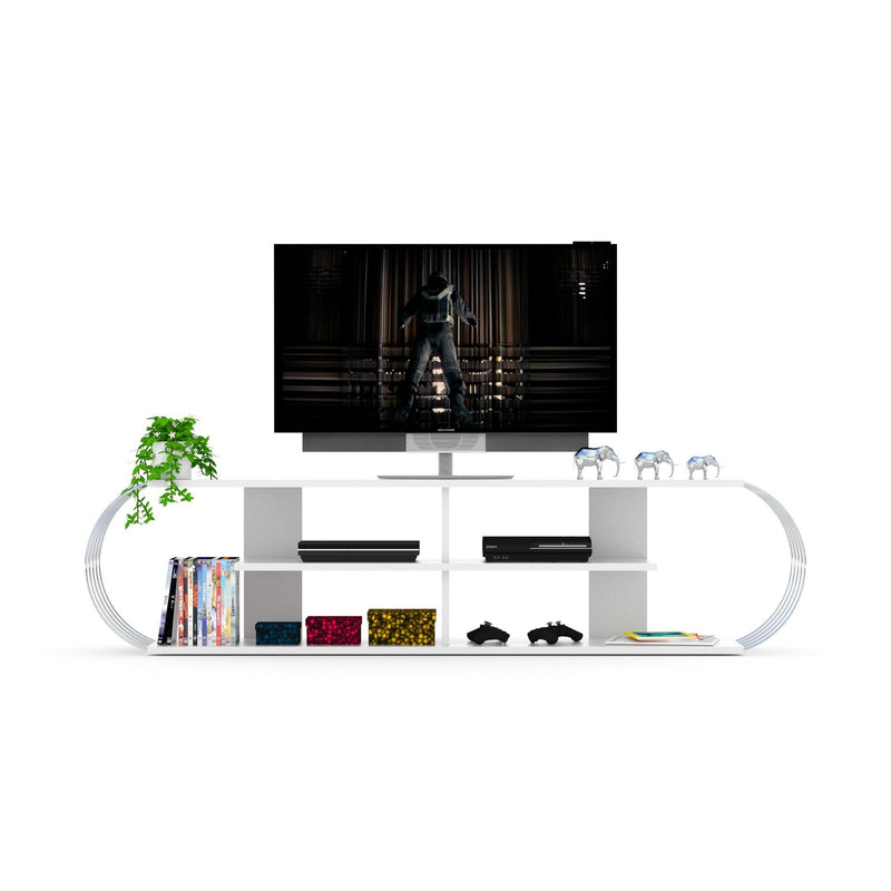 Case Tv Stand Walnut-Chrome in Walnut-Chrome - 720-CAS-TV-RF170301