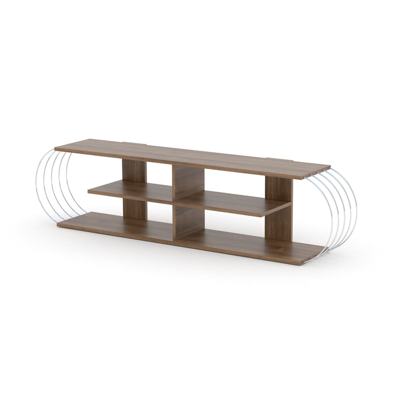 Case Tv Stand Walnut-Chrome in Walnut-Chrome - 720-CAS-TV-RF170301