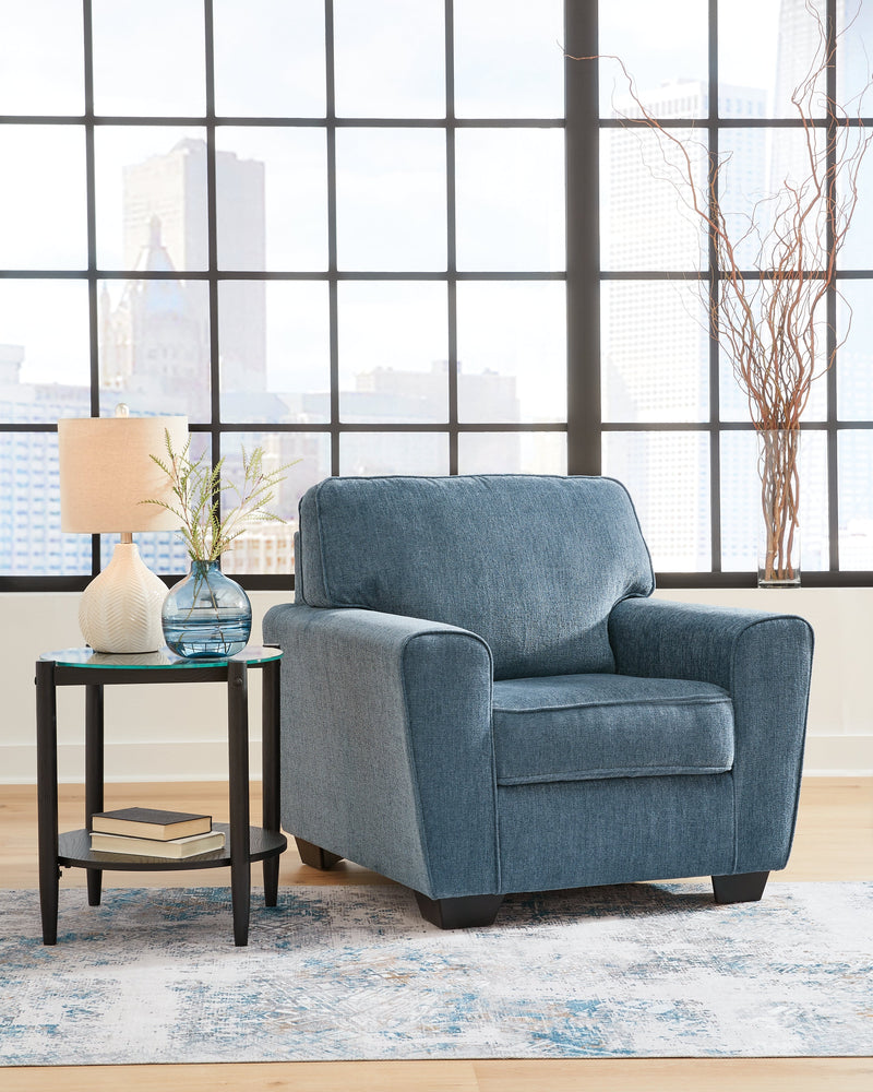 Cashton Chair and Ottoman in Blue - PKG015051