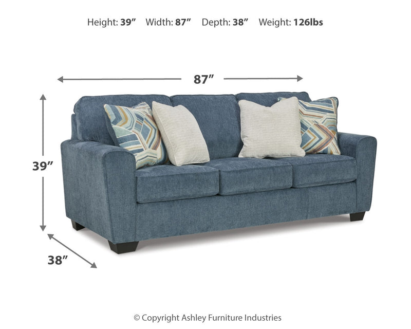 Cashton Sofa, Loveseat, Chair and Ottoman in Blue - PKG015053