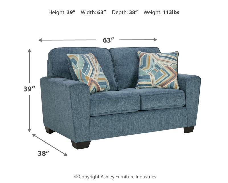Cashton Sofa, Loveseat, Chair and Ottoman in Blue - PKG015053