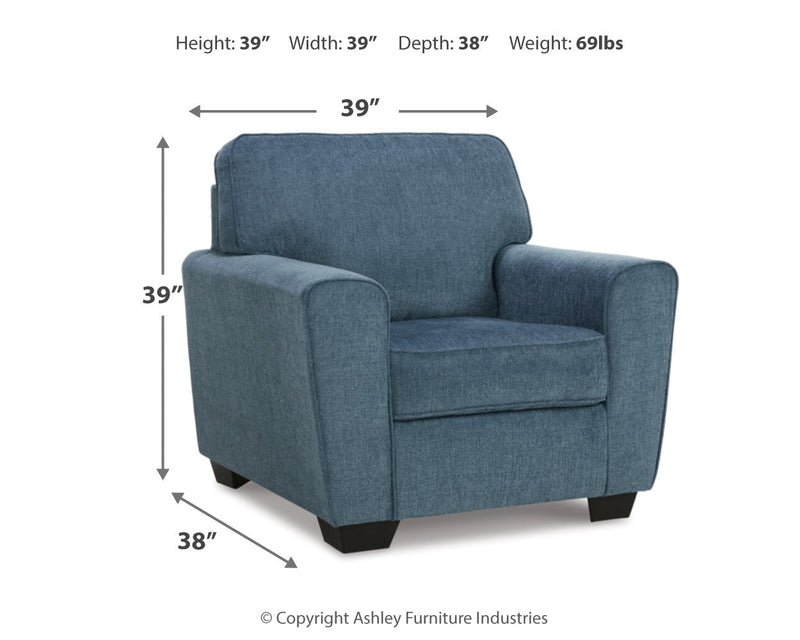 Cashton Sofa, Loveseat, Chair and Ottoman in Blue - PKG015053
