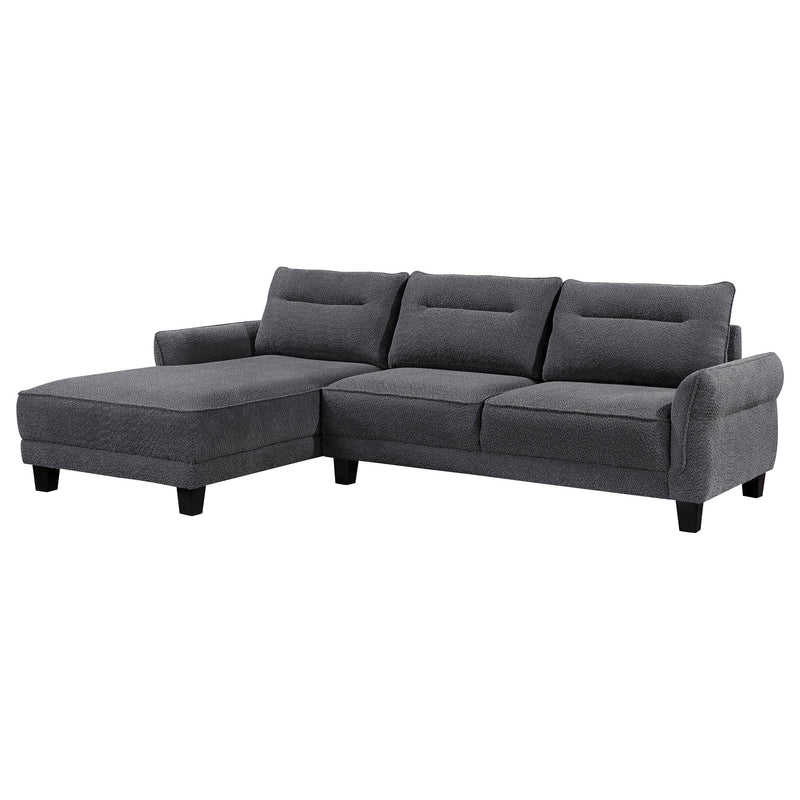 Caspian Upholstered Curved Arm Chaise Sectional Sofa Grey - 509540