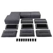 Caspian Upholstered Curved Arm Chaise Sectional Sofa Grey - 509540