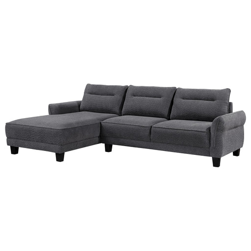 Caspian Upholstered Curved Arm Chaise Sectional Sofa Grey - 509540