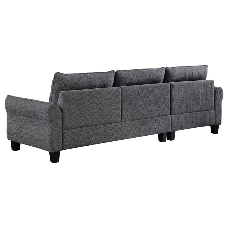 Caspian Upholstered Curved Arm Chaise Sectional Sofa Grey - 509540