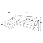 Caspian Upholstered Curved Arm Chaise Sectional Sofa White - 509550
