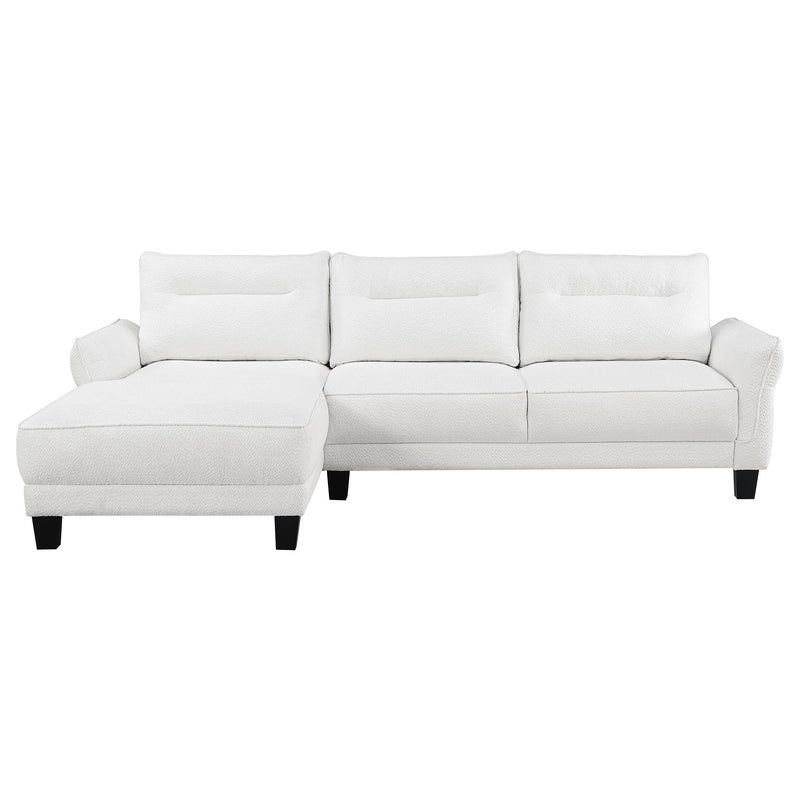 Caspian Upholstered Curved Arm Chaise Sectional Sofa White - 509550