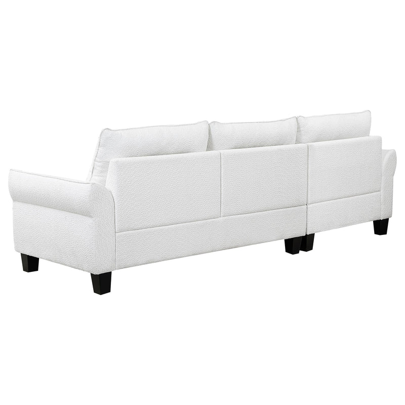 Caspian Upholstered Curved Arm Chaise Sectional Sofa White - 509550