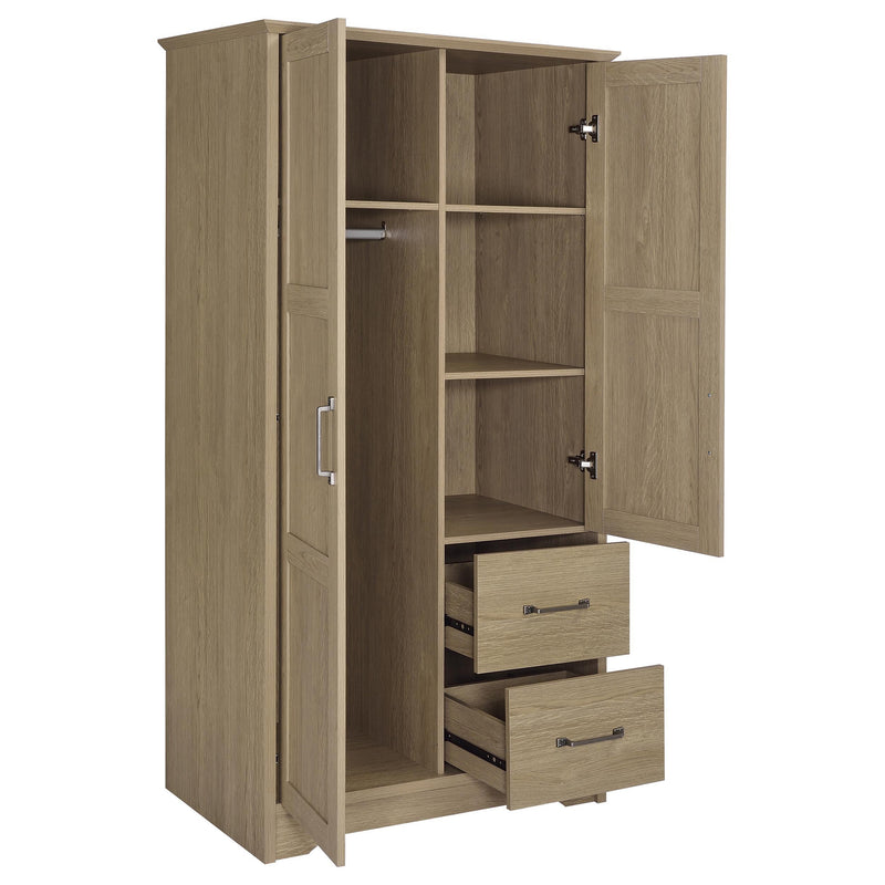 Cassara 2-door Bedroom Wardrobe Storage Cabinet Armoire Latte - 950446