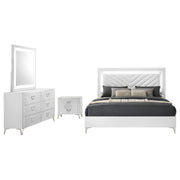 Cassia 4-piece Eastern King LED Bedroom Set White High Gloss - 215791KE-S4