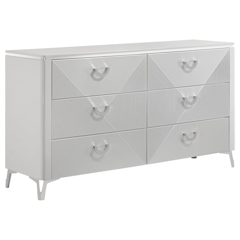 Cassia 6-drawer Bedroom Dresser Cabinet White High Gloss - 215793