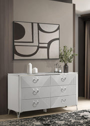 Cassia 6-drawer Bedroom Dresser Cabinet White High Gloss - 215793