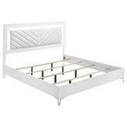 Cassia Eastern King LED Panel Bed White High Gloss - 215791KE
