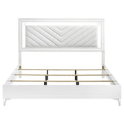 Cassia Eastern King LED Panel Bed White High Gloss - 215791KE