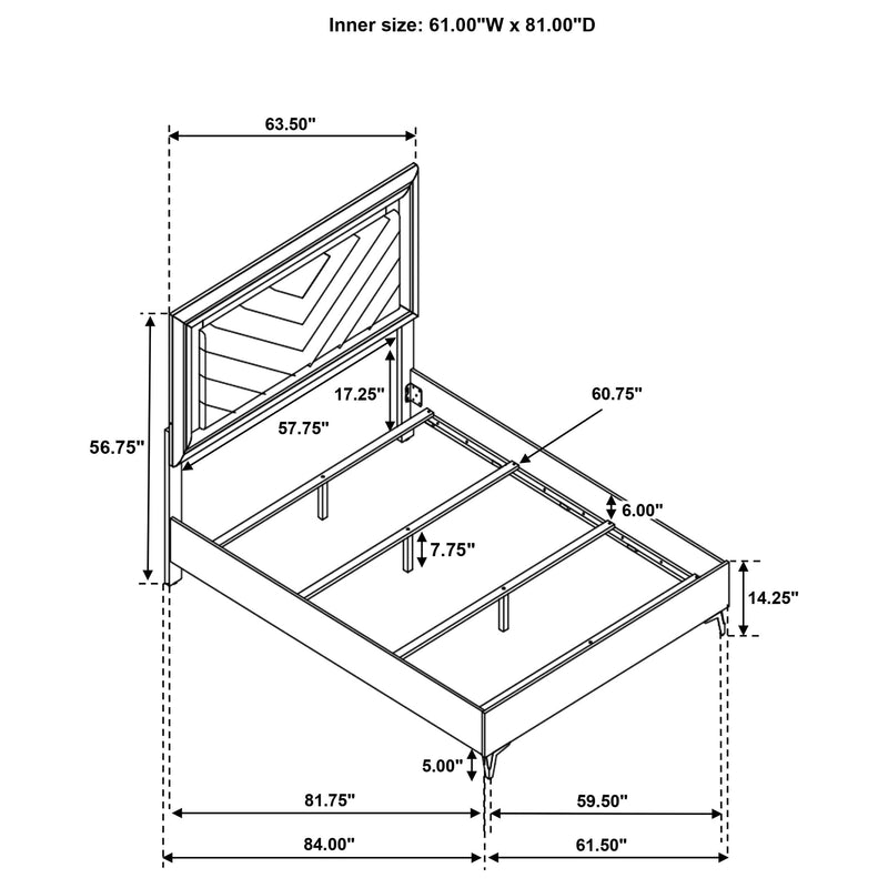 Cassia Queen LED Panel Bed White High Gloss - 215791Q