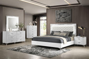 Cassia Queen LED Panel Bed White High Gloss - 215791Q