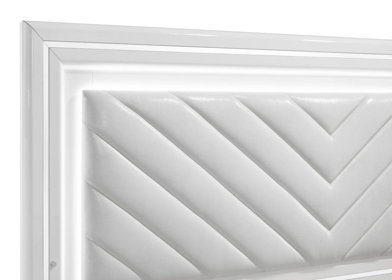 Cassia Queen LED Panel Bed White High Gloss - 215791Q