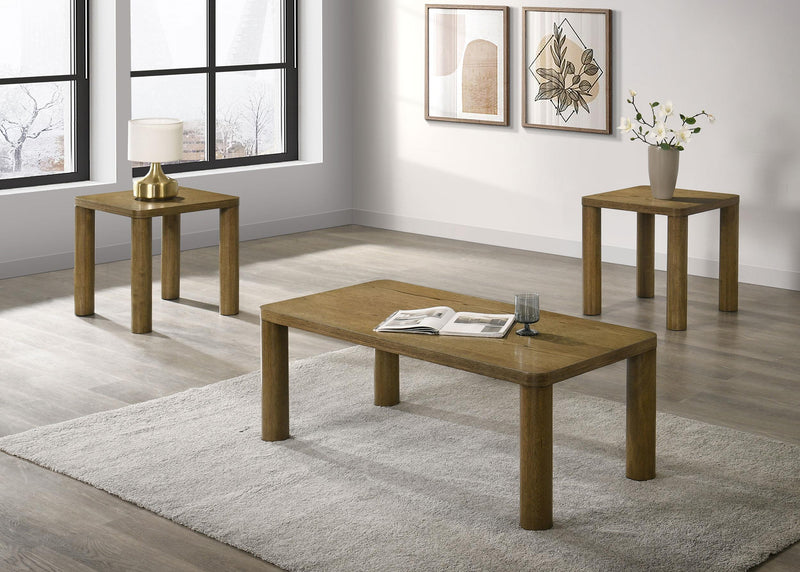 Castlewood 3-piece Cocktail Coffee Table Set Brown Oak - 710858-S3