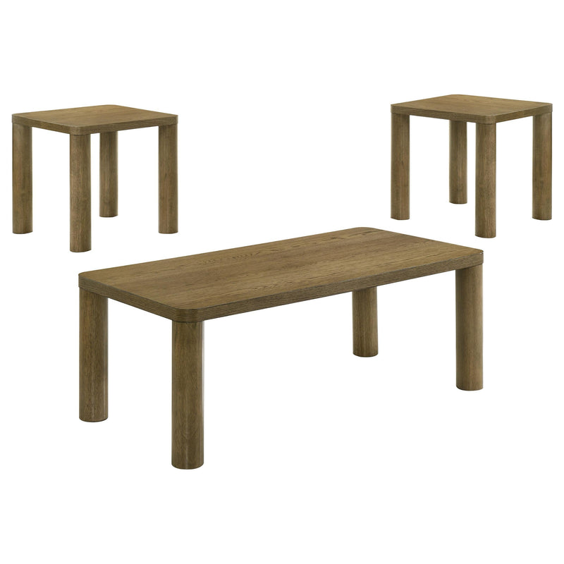 Castlewood 3-piece Cocktail Coffee Table Set Brown Oak - 710858-S3