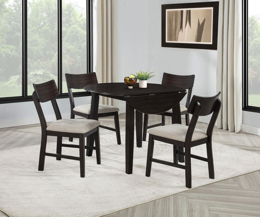 Catley 5-piece Round Drop Leaf Dining Table Set Dark Coffee - 150350