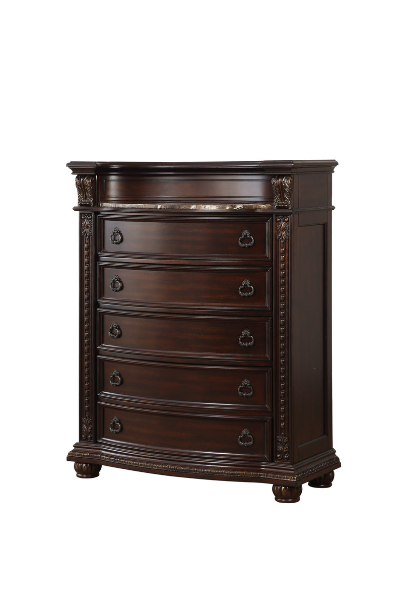 Cavalier Brown Marble Insert Chest - DMV FurnitureChest