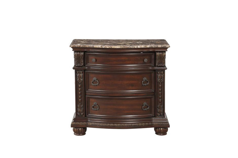 Cavalier Brown Marble Top Nightstand - DMV FurnitureNightstand