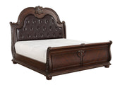 Cavalier Dark Cherry Upholstered Sleigh Bedroom Set - DMV FurnitureBedroom Set