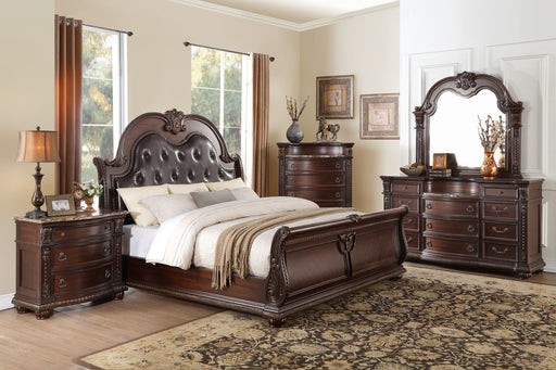 Cavalier Dark Cherry Upholstered Sleigh Bedroom Set - DMV FurnitureBedroom Set