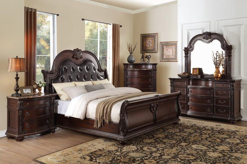 Cavalier King Brown Sleigh Bed - DMV FurnitureKing Bed