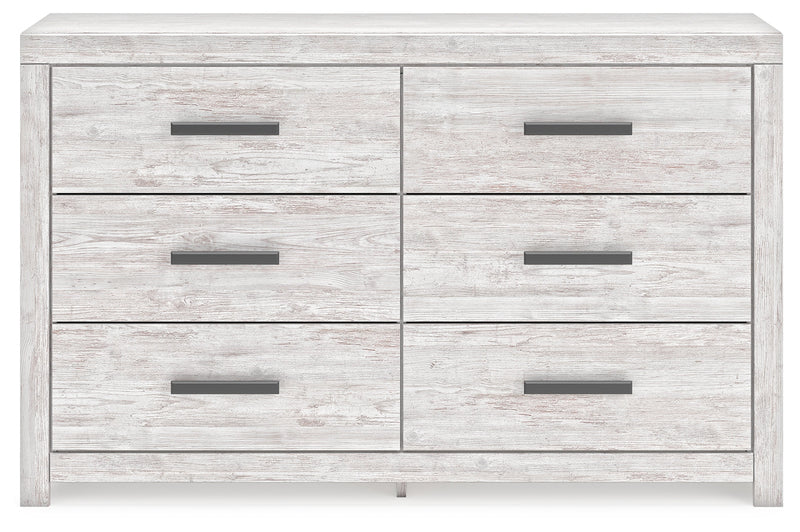 Cayboni Full Panel Bed with Dresser and 2 Nightstands in Whitewash - PKG016588