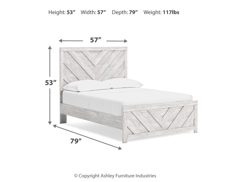 Cayboni Full Panel Bed with Dresser and Nightstand in Whitewash - PKG019191