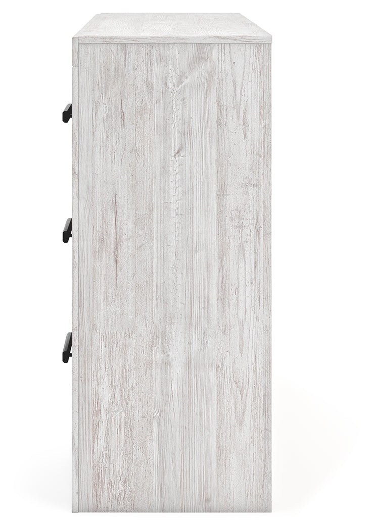Cayboni Full Panel Bed with Dresser in Whitewash - PKG016587