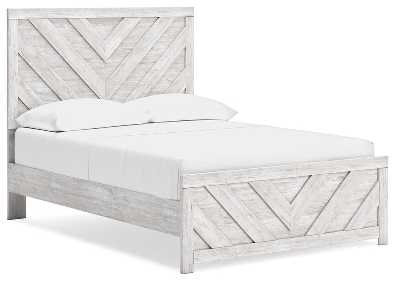 Cayboni Full Panel Bed with Dresser in Whitewash - PKG016587