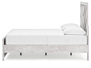 Cayboni Full Panel Bed with Mirrored Dresser and Nightstand in Whitewash - PKG016593